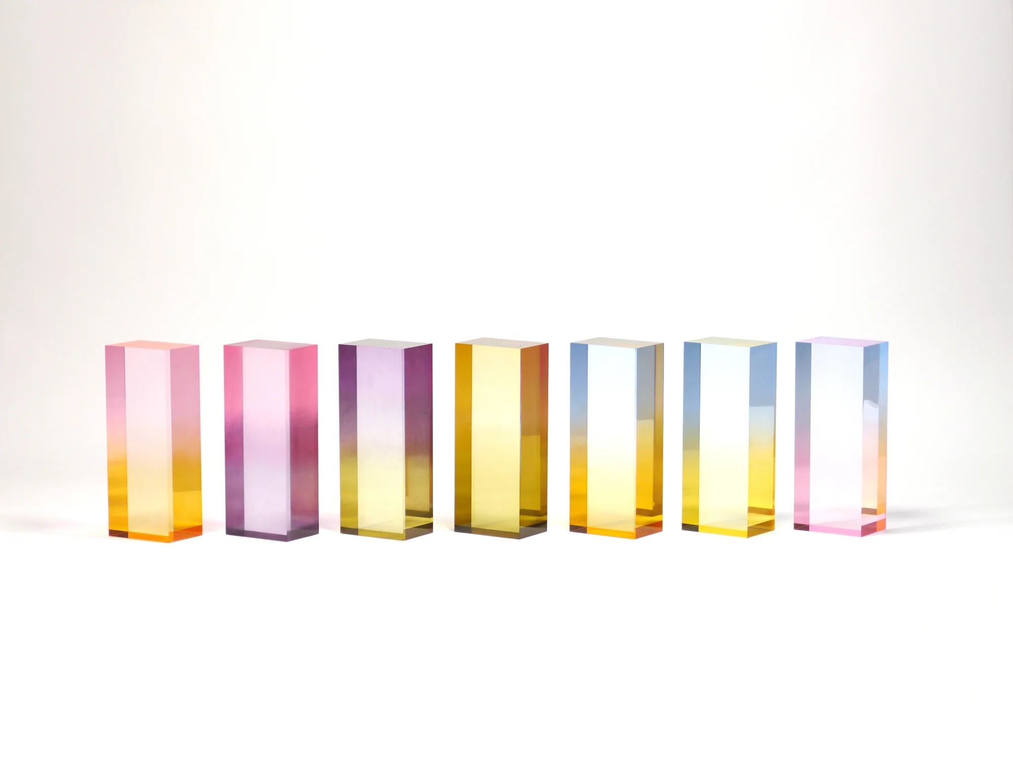 Color samples of Saerom Yoon's dyed acrylic resin.