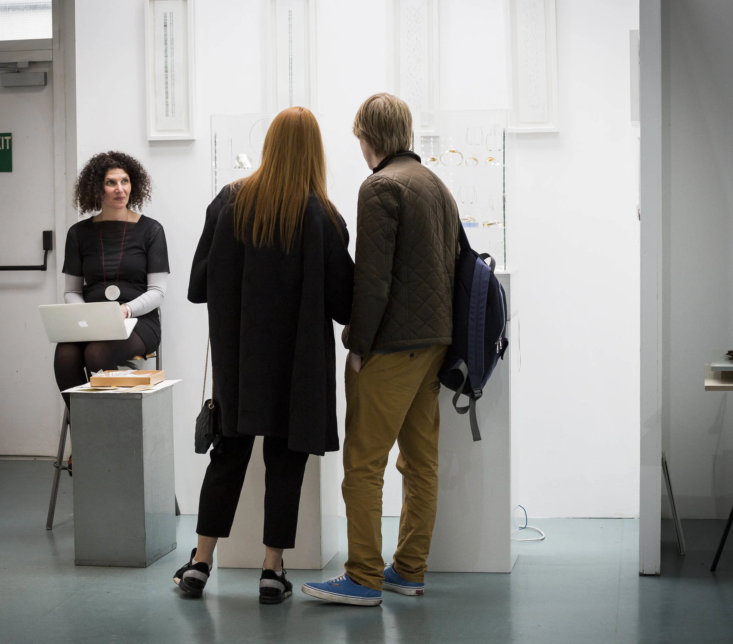 Showcasing and Nourishing Innovation: An image from the 'Open Studios', in Holborn. Seen here is Petra Bishai, showing her work with traditional and non-traditional materials and techniques at Cockpit Arts' Holborn 'Open Studios'.