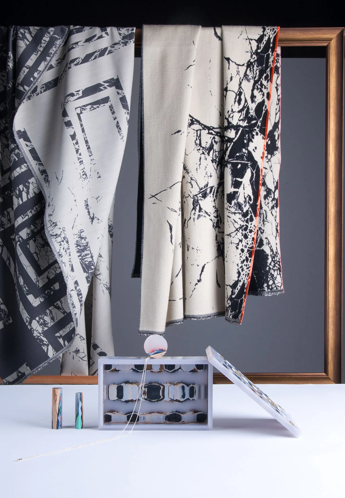 Ejing Zhang's Faux Rocks collection bring the patterning of Carrara marble to both hard and soft surfaces