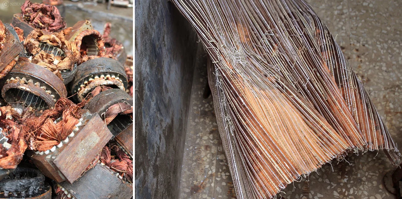 Though electroplating proved to be a challenging method, it gave Lad the ability to create beautifully aged surfaces for her woven textiles, as seen above.