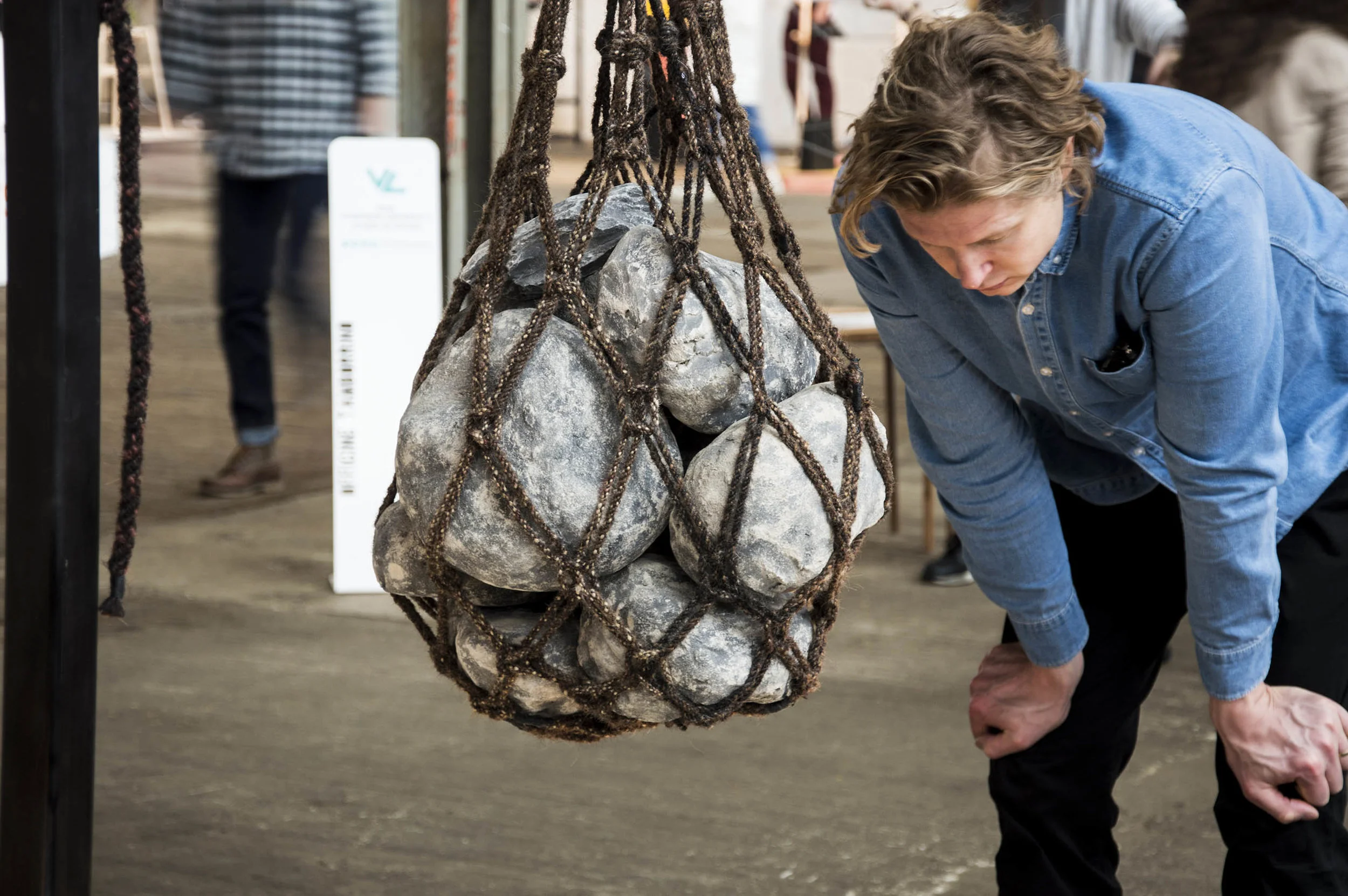 A new perspective on human hair as a material, exposed through a robust bag, created by Sanne Visser, from ropes of human hair, as part of her project The New Age of Trichology. Seen here at Dutch Design Week 2016