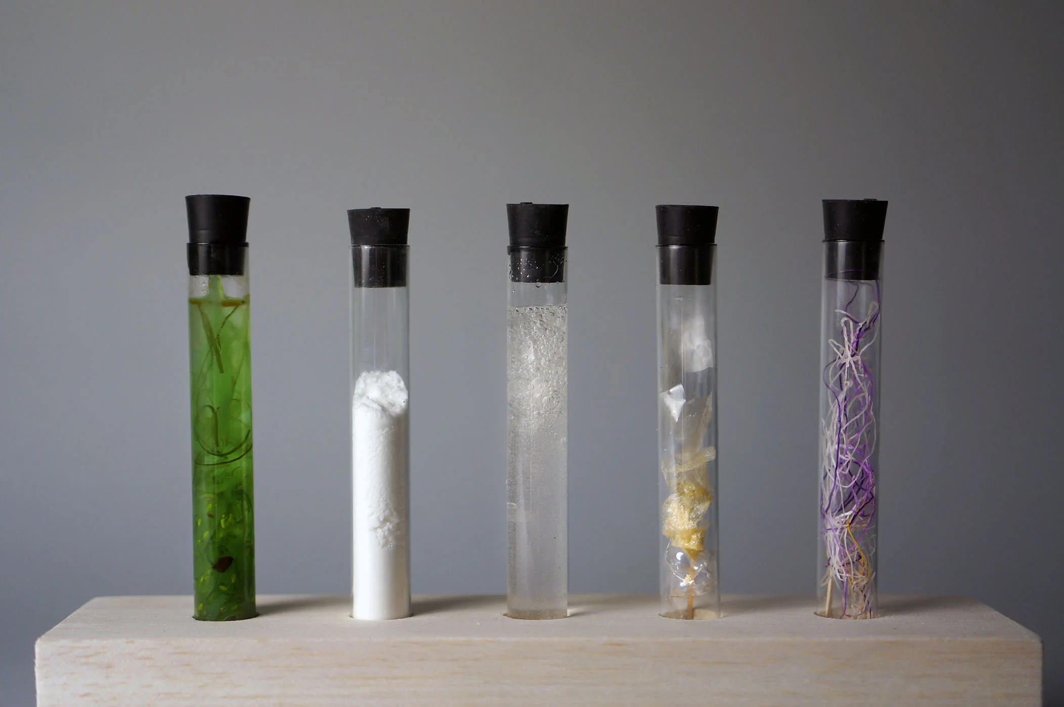 AlgiKnit experiments with varying shapes, knit structures and naturally-dyed formats of their biomaterial, which is derived from abundant biopolymers.