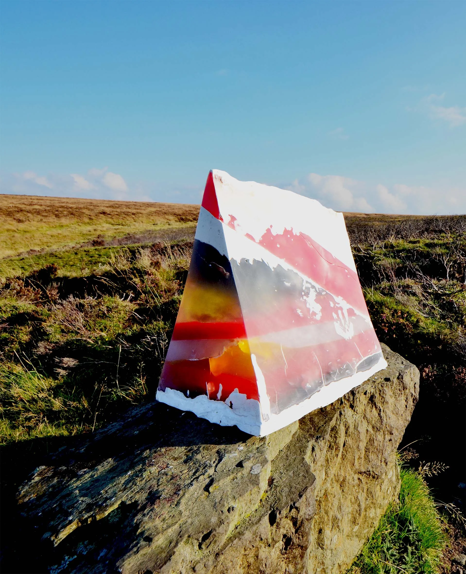 A piece from The Mineral Collection of materials, surfaces and 3D forms, by Abigail Jennifer is set against the Devon landscape.