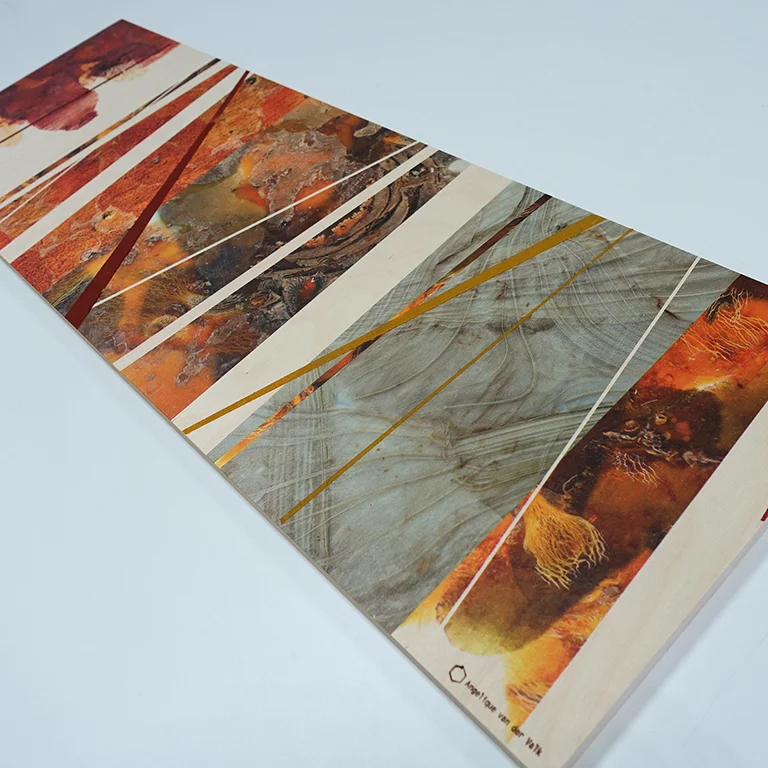 From the 'Organic and Abstract' series by Angelique van der Valk, Vegetable print on wood combined with starch-based paint
