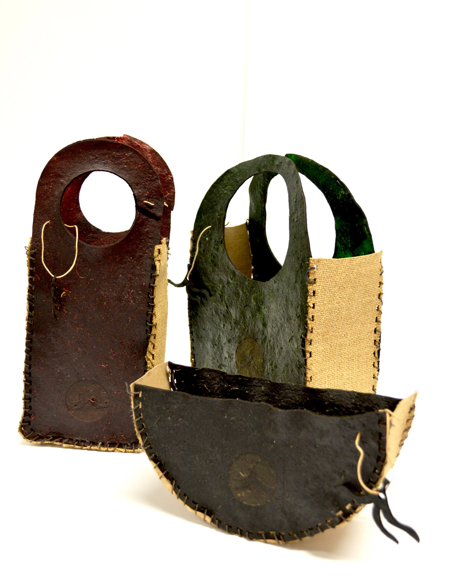 The biomaterial from Banana Lab is easily laser-cut, laser-engraved and can be color in several dark hues, seen above.
