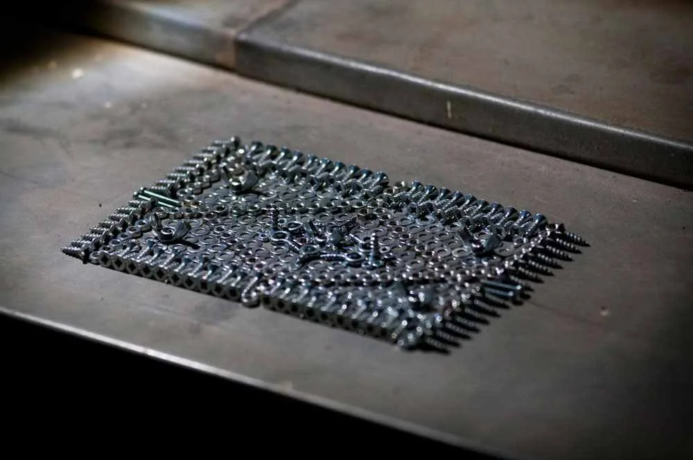 Hardware Carpet, One of We Make Carpets smaller, table-top works. Photography by Amy Kouwenhoven