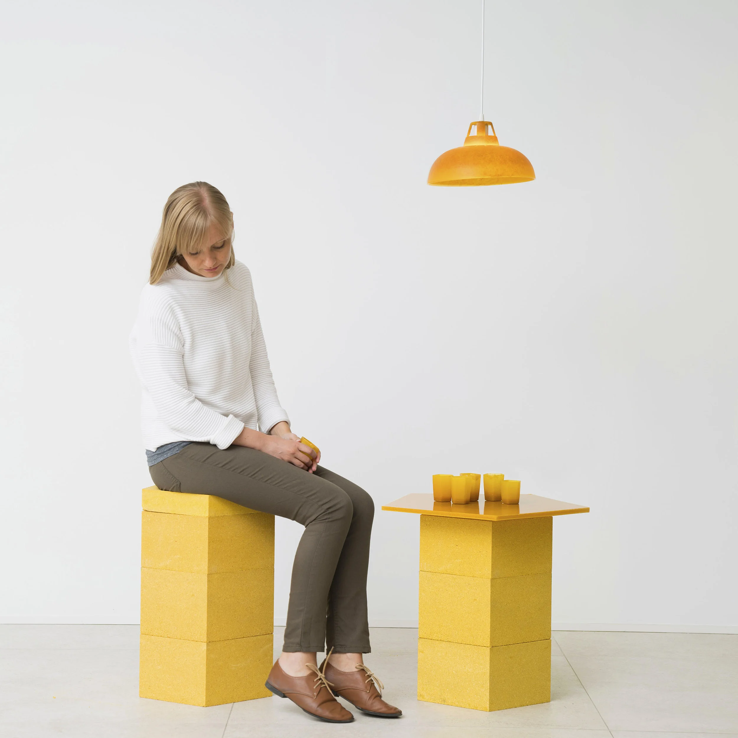 Lamp, Stool, Table and smaller product types, all generated from materials in The Peel Project by Venn Reactor