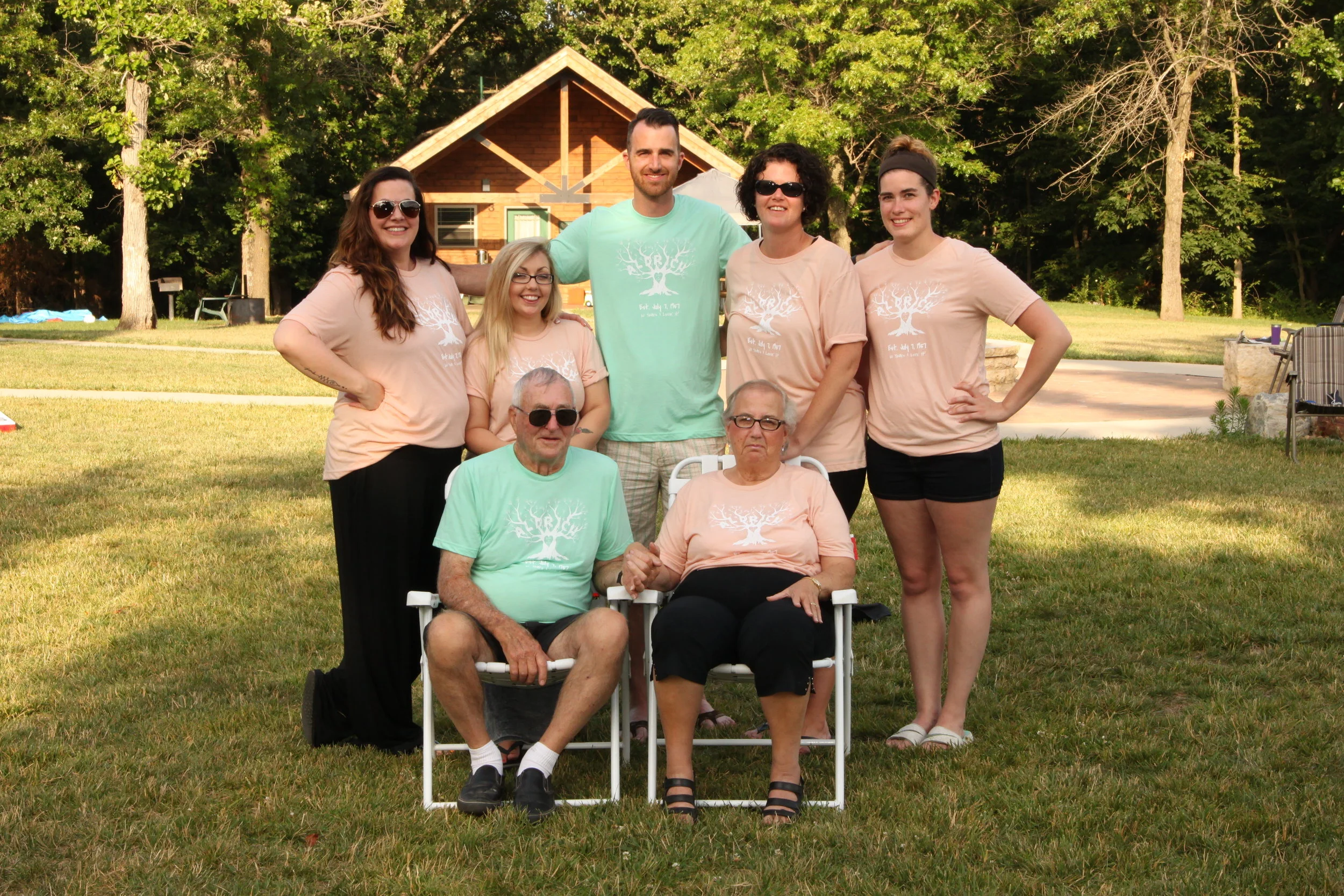 My sister, cousins, Grandpa, Grandma, and me.