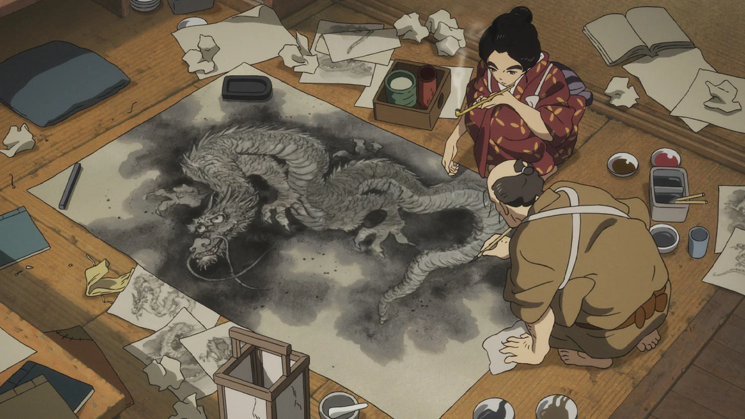 O-Ei and her father in Miss Hokusai