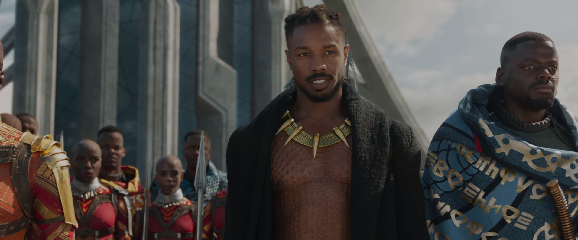 Michael B. Jordan and Daniel Kaluuya in Black Panther