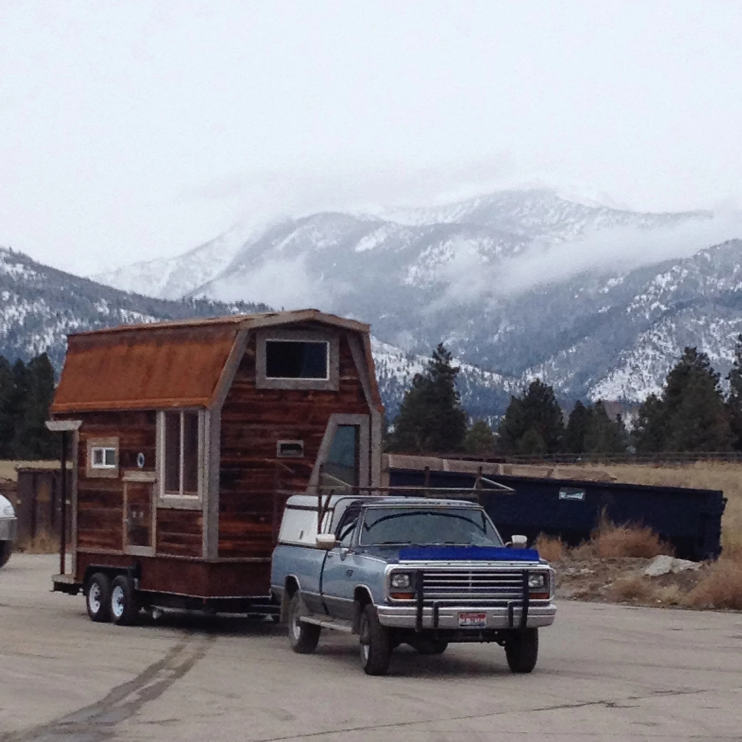 Finally getting the house out on the road was an exciting day for us. We pulled it out to a weigh station where it exceeded our expectations and was lighter than we had dared to hope. It also towed like a dream!