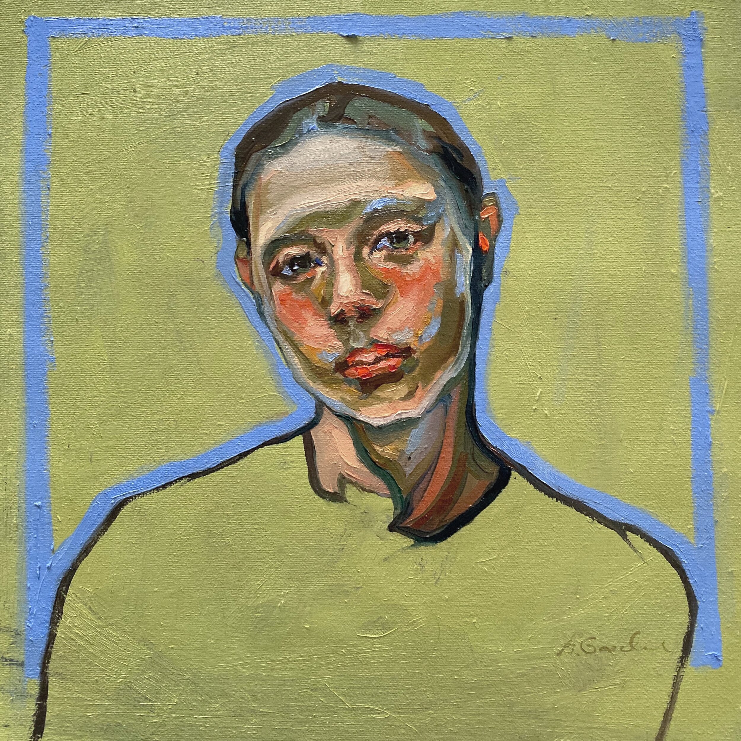 Portrait with a blue outline