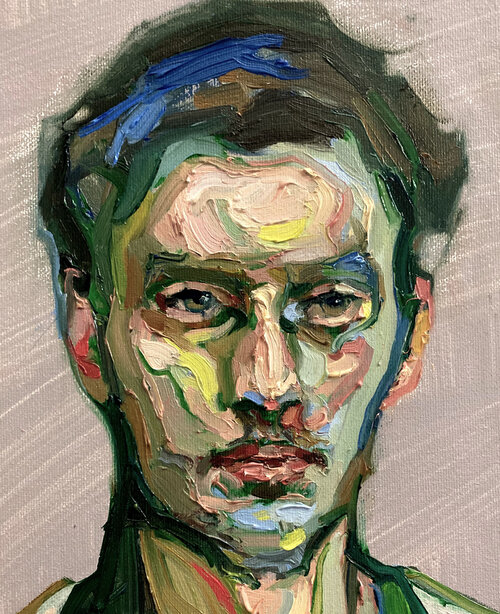 Portrait with a yellow outline #2, detail