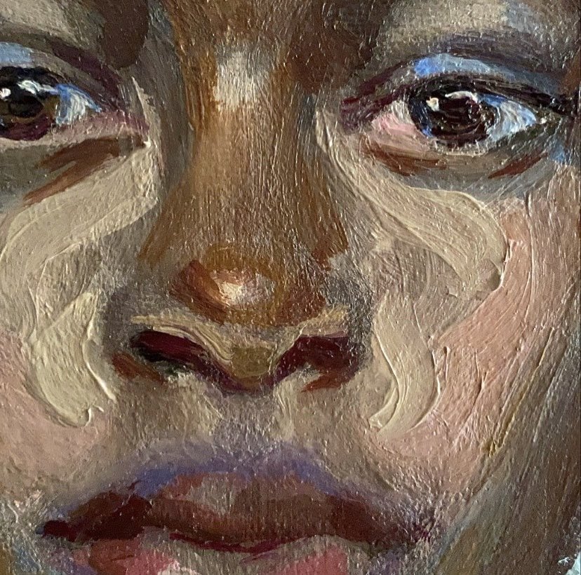 "Portrait with Aquamarine Outline", detail