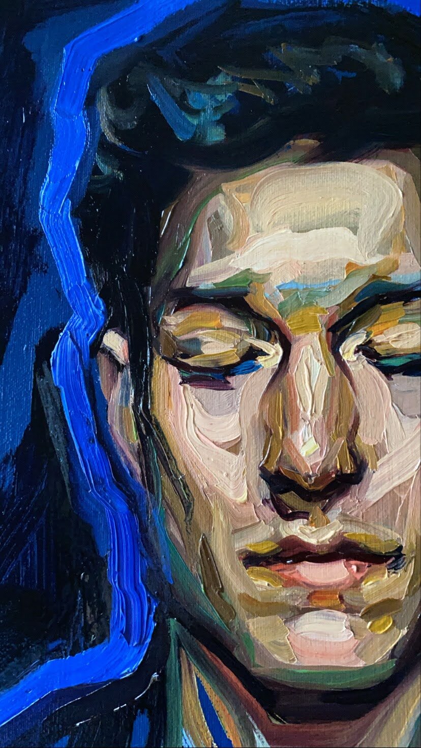 “Midnight (Portrait with Cobalt Blue Outline)”, detail
