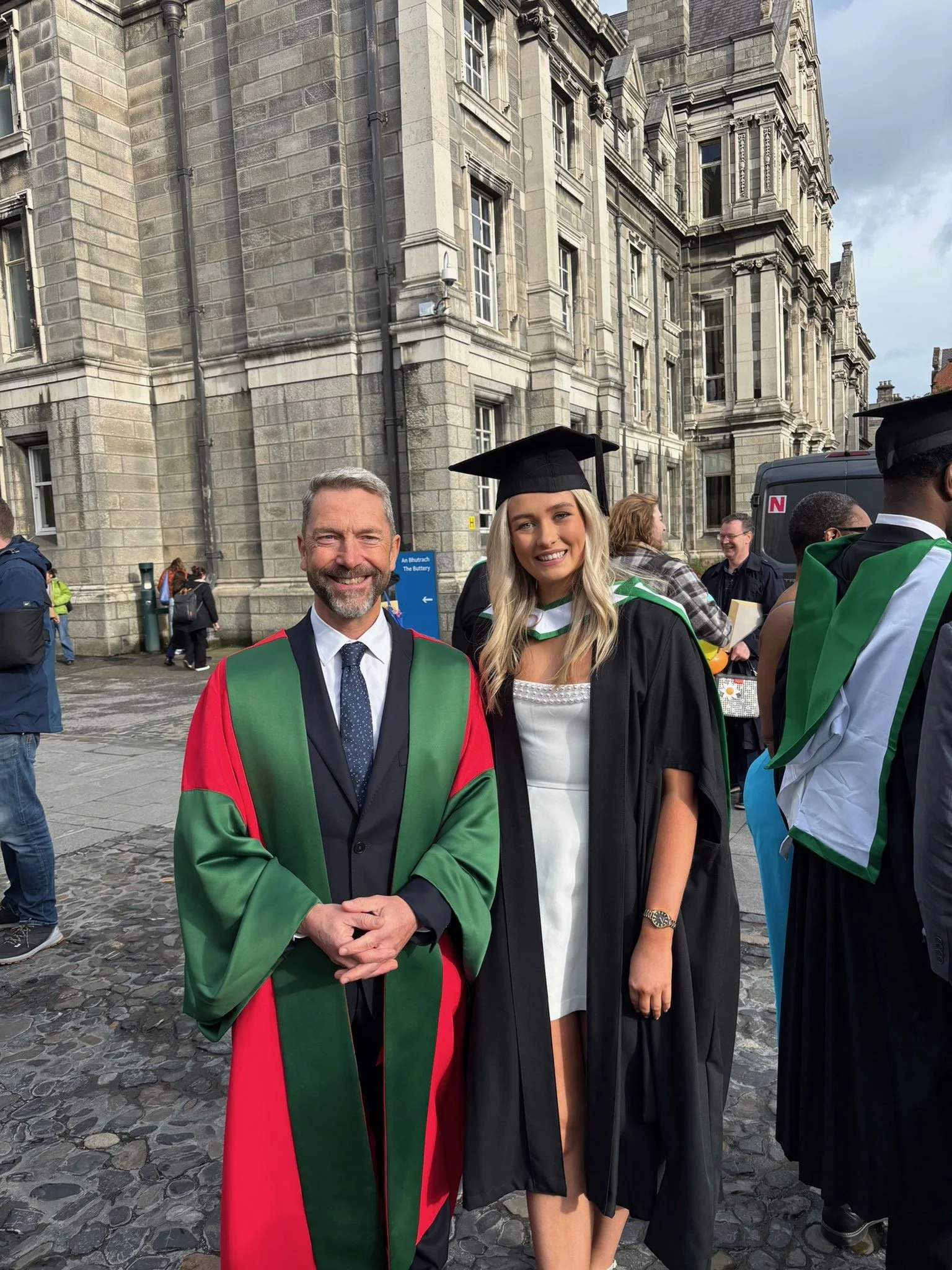 Aoibheann Gill graduating with BAI an MAI degrees, Oct 2025