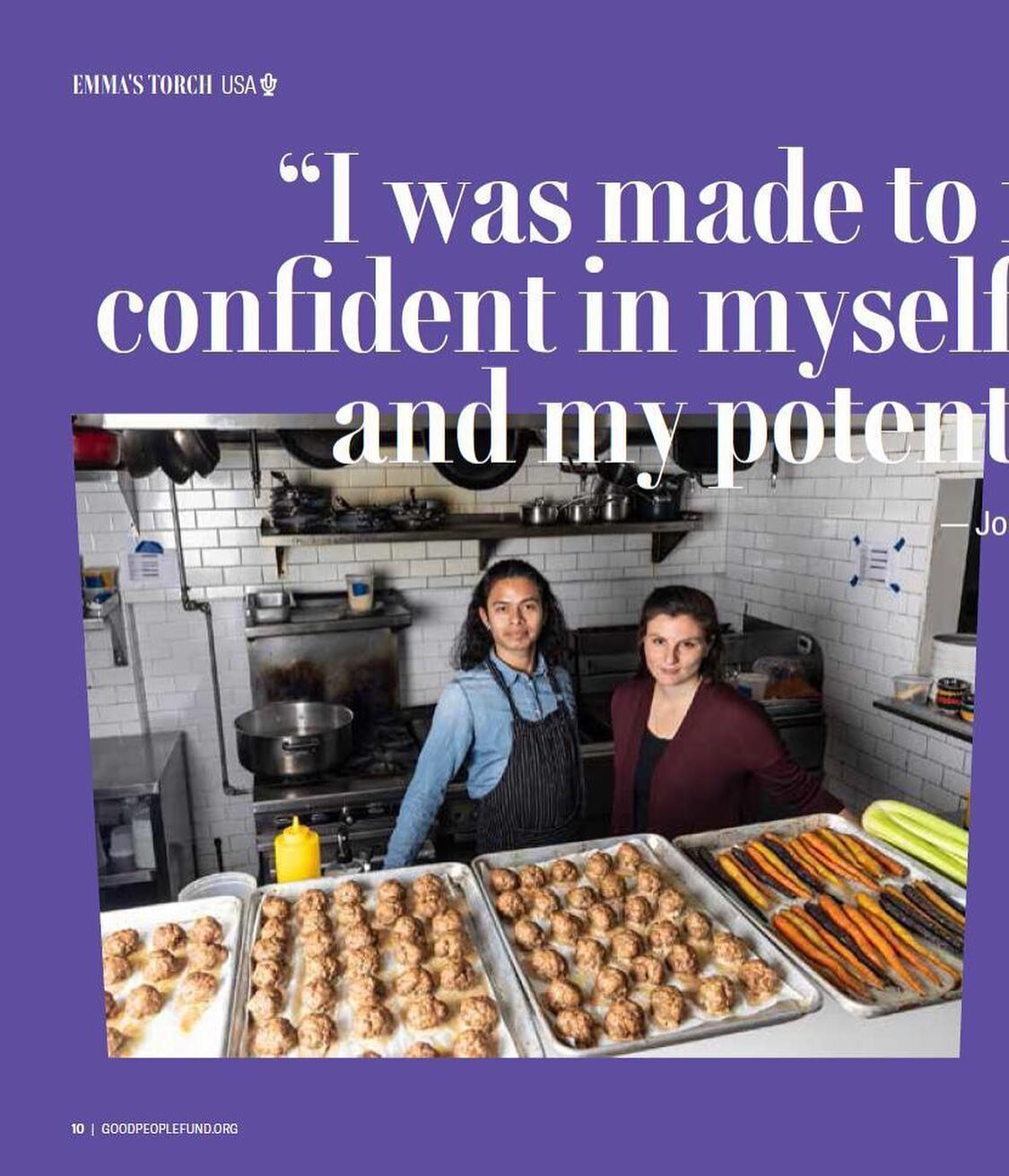 So proud to be featured in @thegoodpeoplefund's Journal of Good. This piece tells the story of our graduate, Jonathan, and how learning culinary skills at Emma's Torch helped him establish himself in the US. We're grateful to organizations like @theg