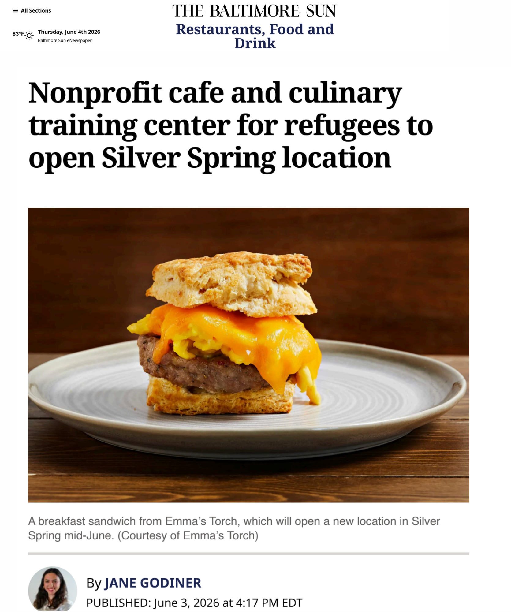 Emma’s Torch in The Baltimore Sun