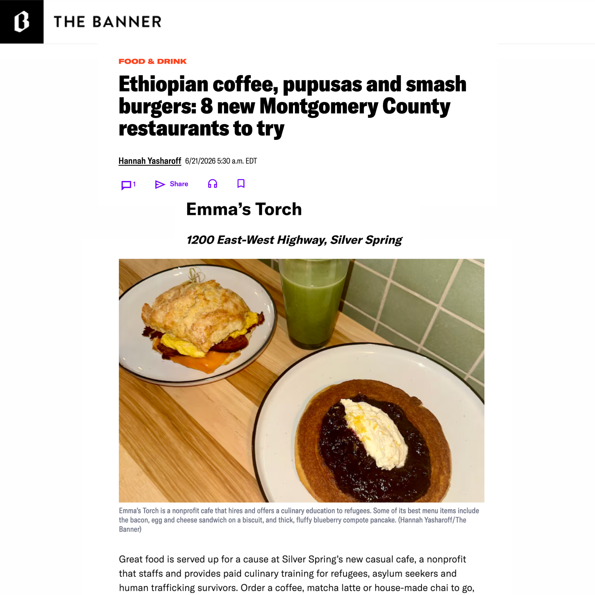 Emma’s Torch in The Baltimore Banner