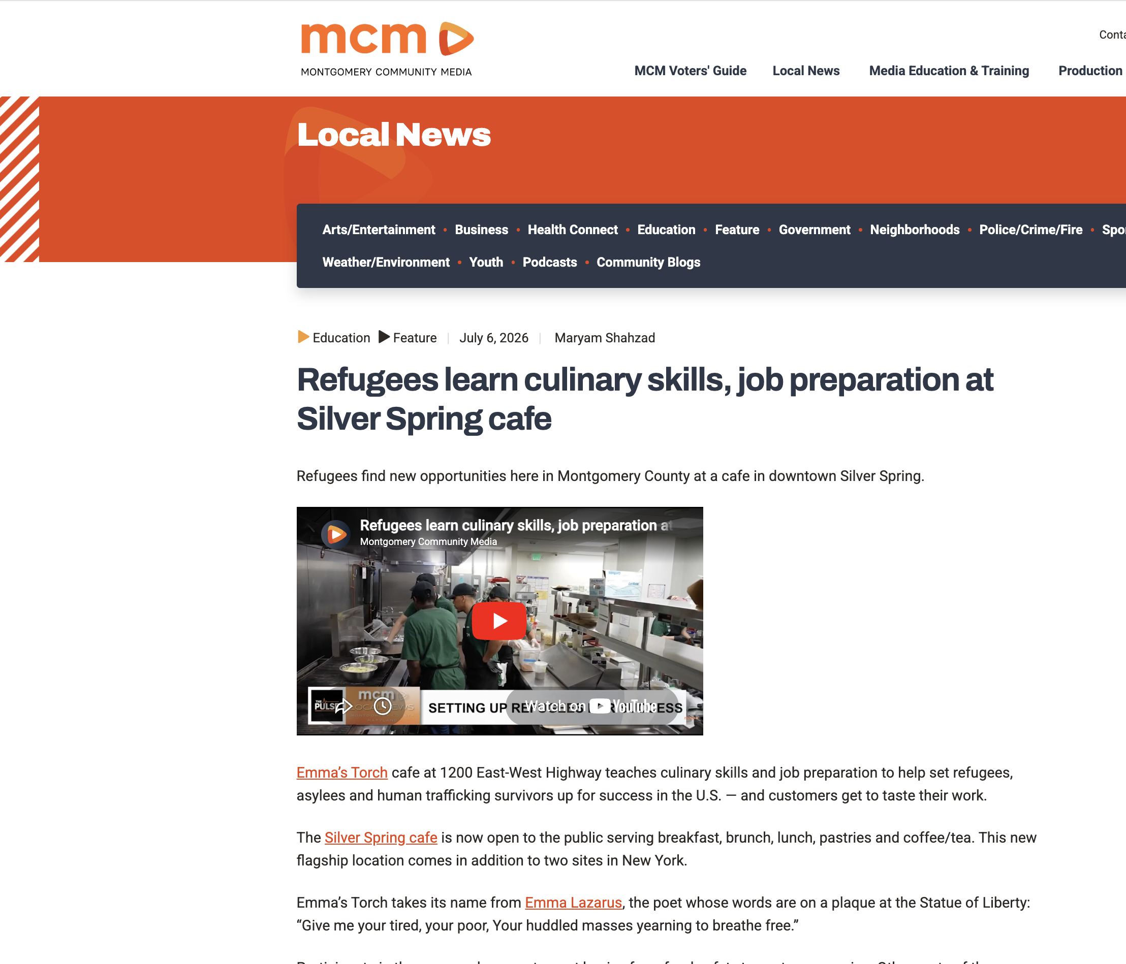 Emma’s Torch on Montgomery County Media
