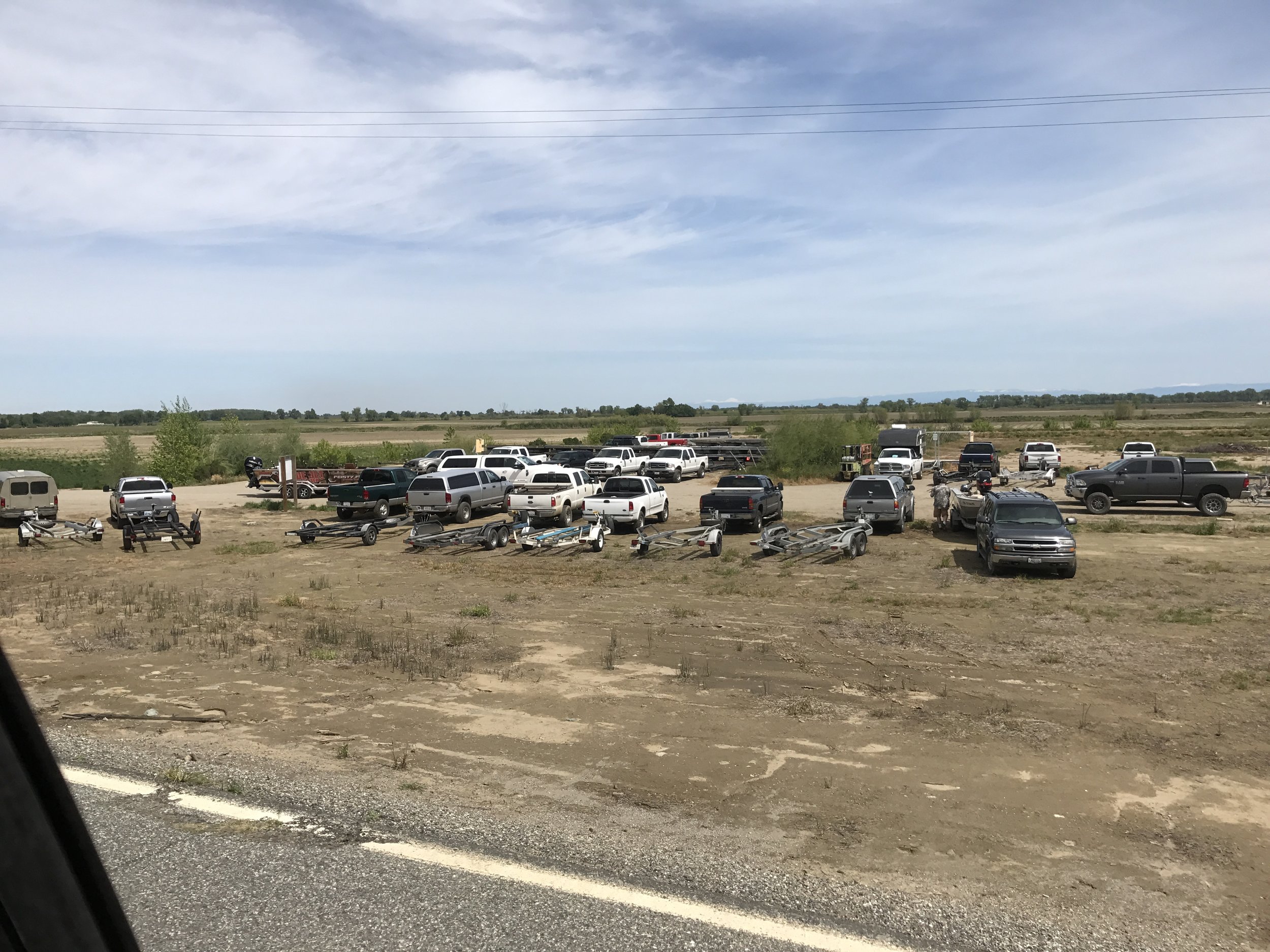 Parking lot at Steelhead Lodge colusalanding.com on Saturday April 15, 2017 in Colusa, Ca on the Sacramento River. 