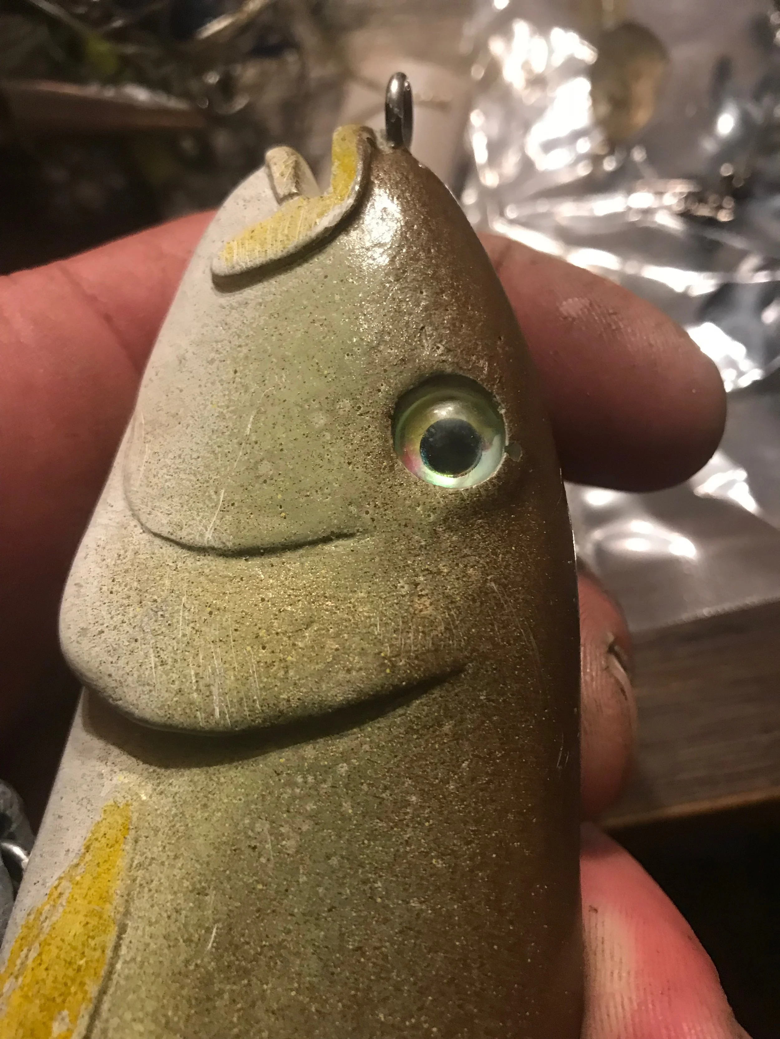 This custom made glide bait made by guest Johny from Lake Co. is the first of its kind depicting a Sacramento River sucker fish. This bait comes river ready and shows scratch marks from the toothy encounters on its debut to the Sacramento River.&nbs…