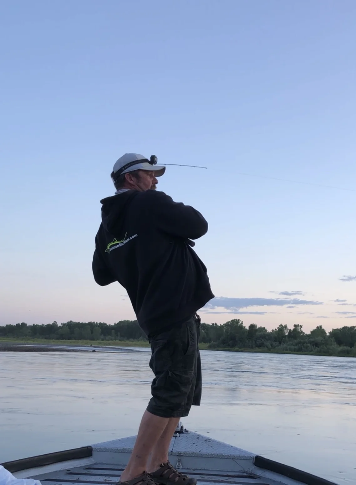 A still shot of a hook-set on a keeper striped bass on the Sacramento River near Los Molinos, Ca on June 17, 2018. Early mornings and late evenings!