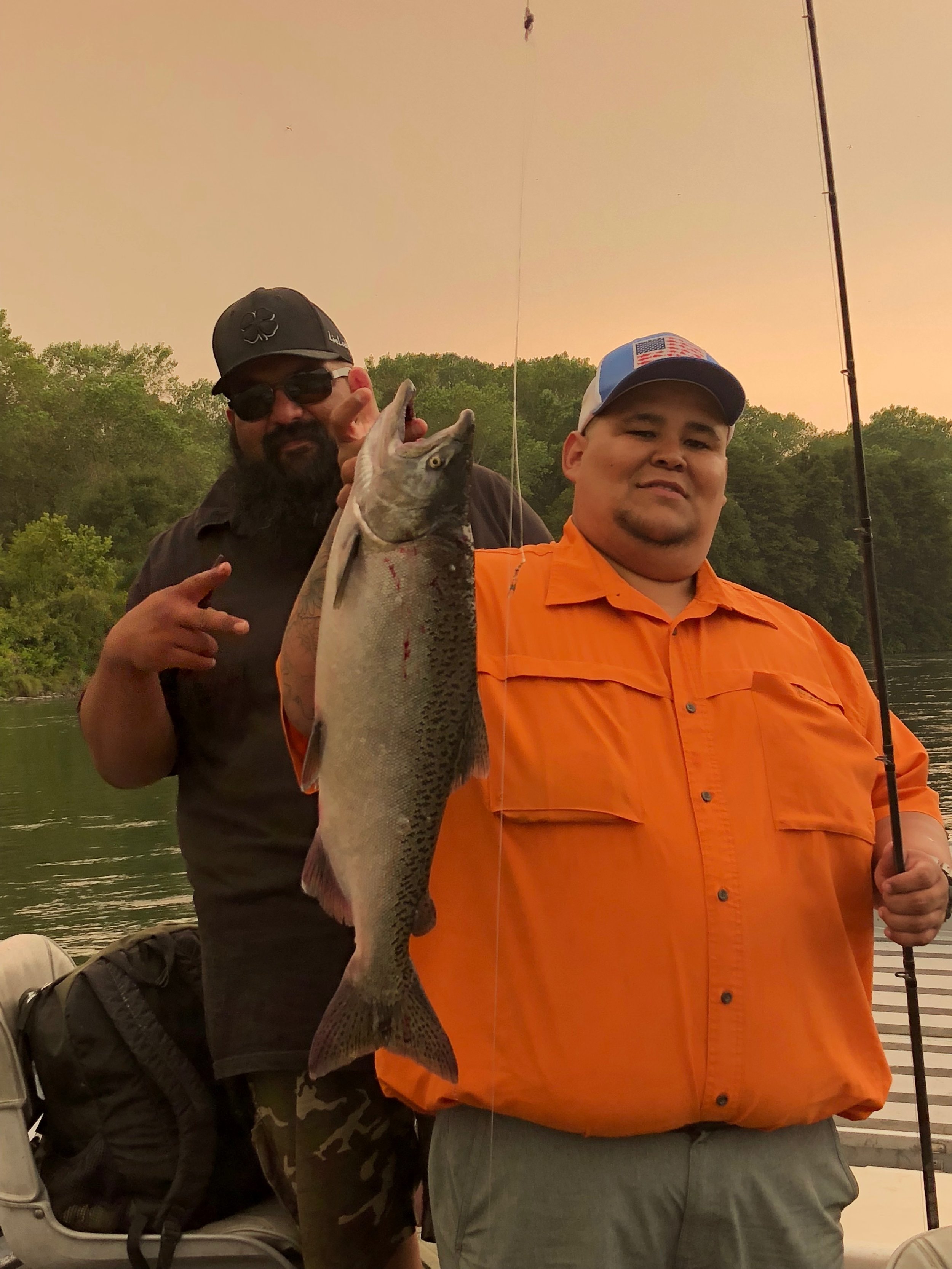 Friends Catch Salmon In Northern California