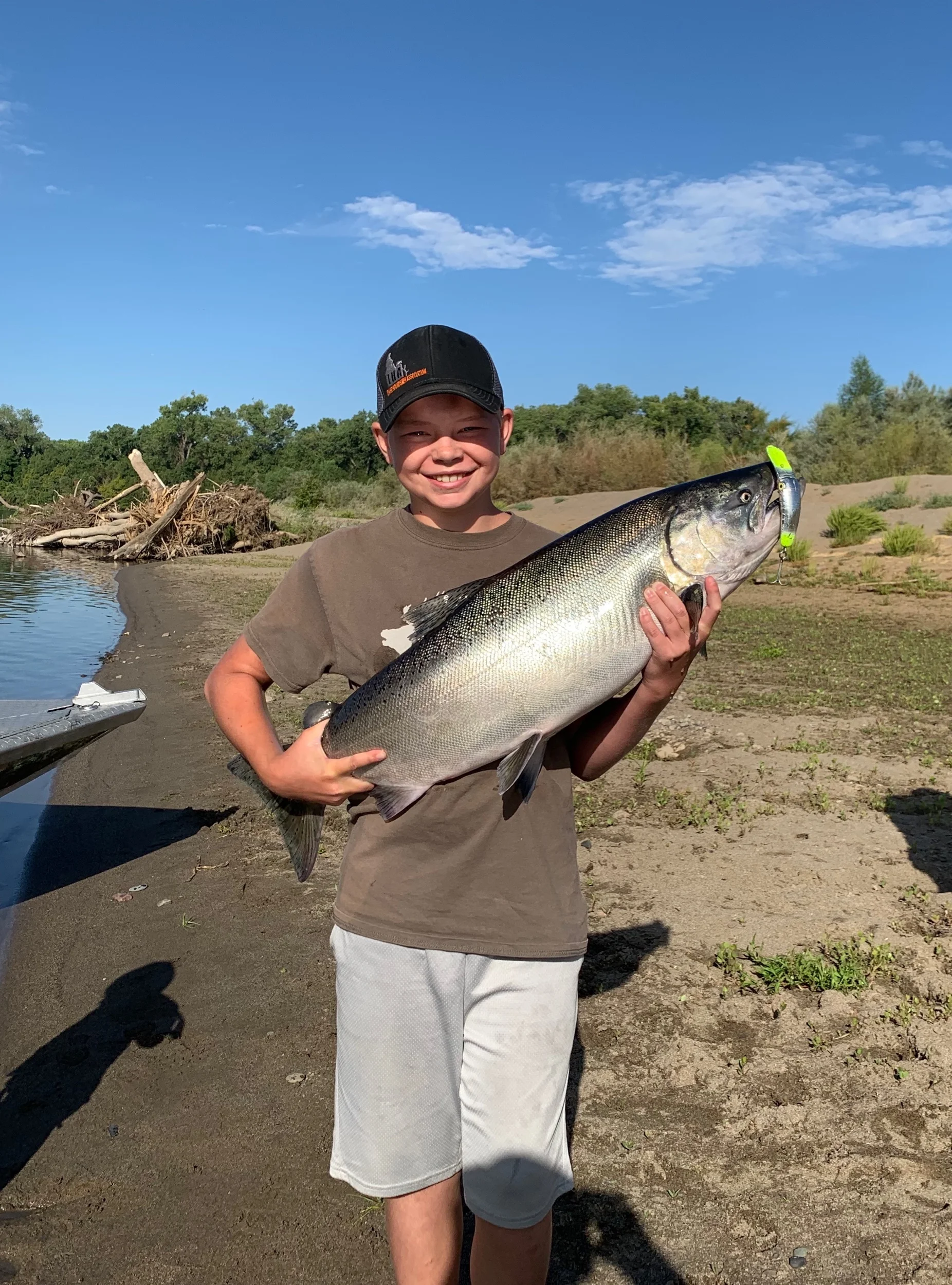 Kids had a blast this week as well. Bringing in chrome bright king salmon like the one pictured above. Caught on a father/son fishing trip booked at SalmonSacRiver.com. For a daily fishing charter out of Red Bluff, Ca on July 26, 2019. Salmon fishin…