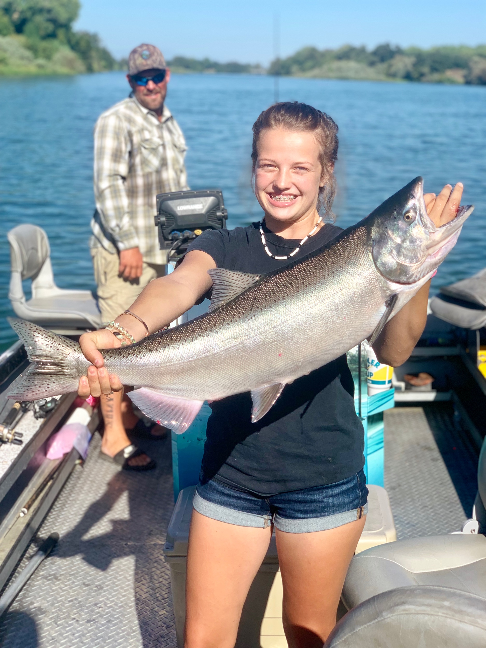 Riley Gradney With Her First Solo Salmon