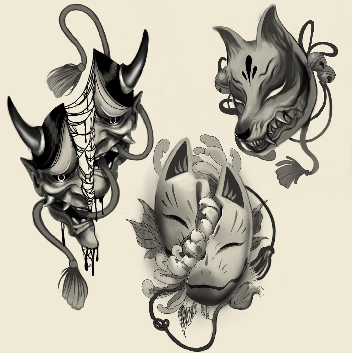 Fox and Hannya mask.
Small - medium flash!

I&rsquo;ve noticed there&rsquo;s a lack of information and some misunderstanding in the west about hannya despite it being a popular subject in tattoos, so I wanna look into it to explain more in depth. May