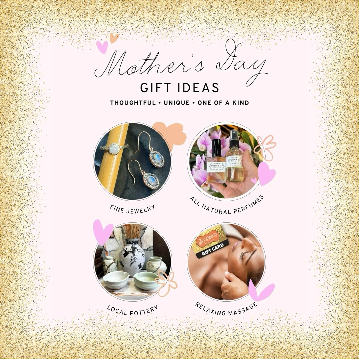 Mother&rsquo;s Day is coming up. From fine jewelry to massage, we have lots of thoughtful and unique gifts.

#mothersday #gifts #jewelry #massage #perfume