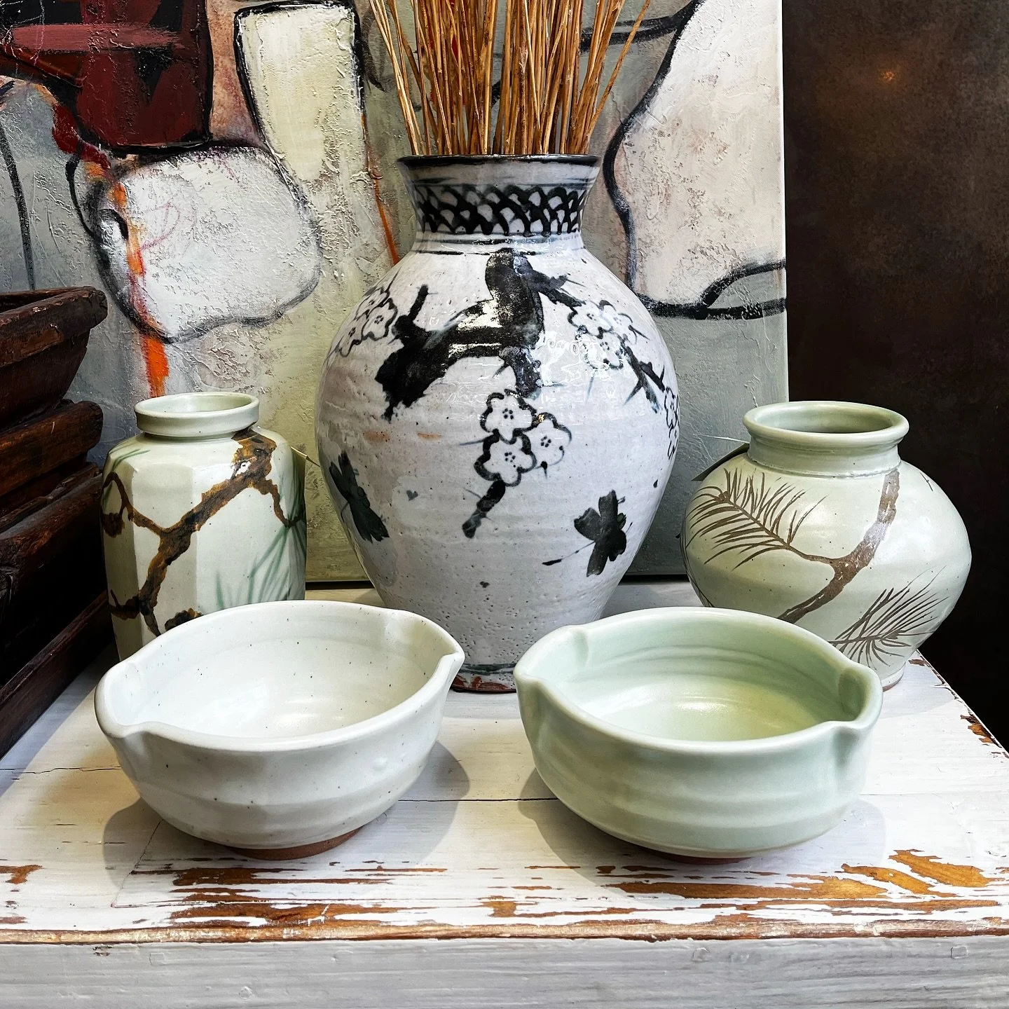 Add texture and color to any space with local pottery, art and antique furniture.

#pottery #art #furniture #local #homedecor