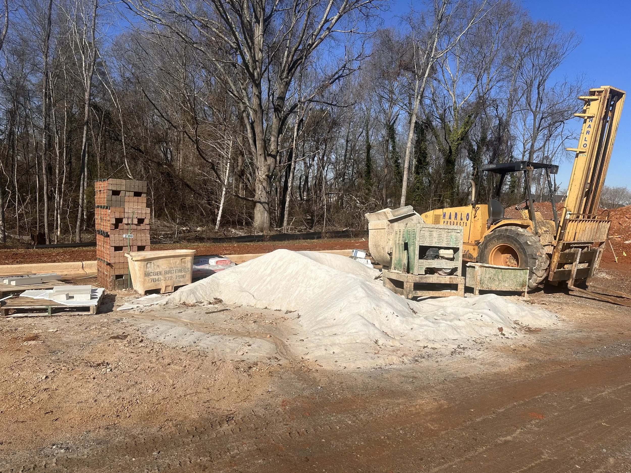 Unprotected concrete mixing area