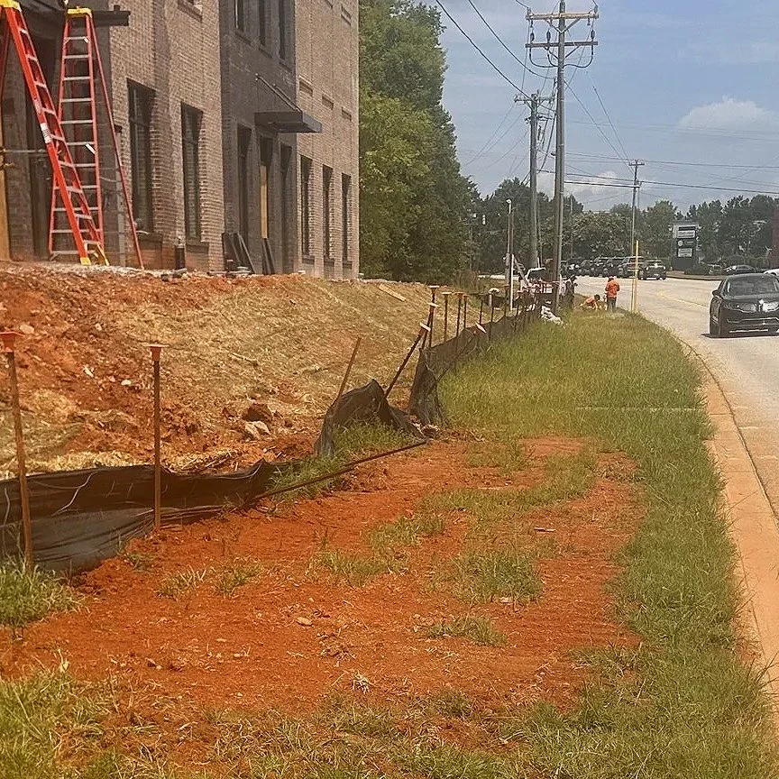 Damaged silt fence with offsite impact