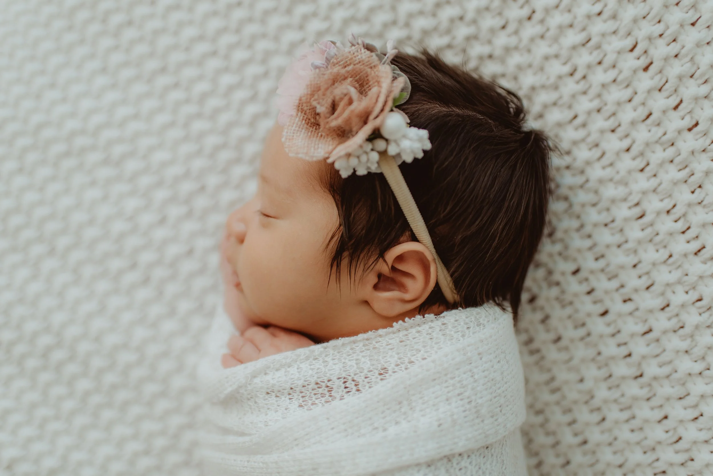 SO much hair- Newborn baby bow headband prop- Fresh 48 pictures