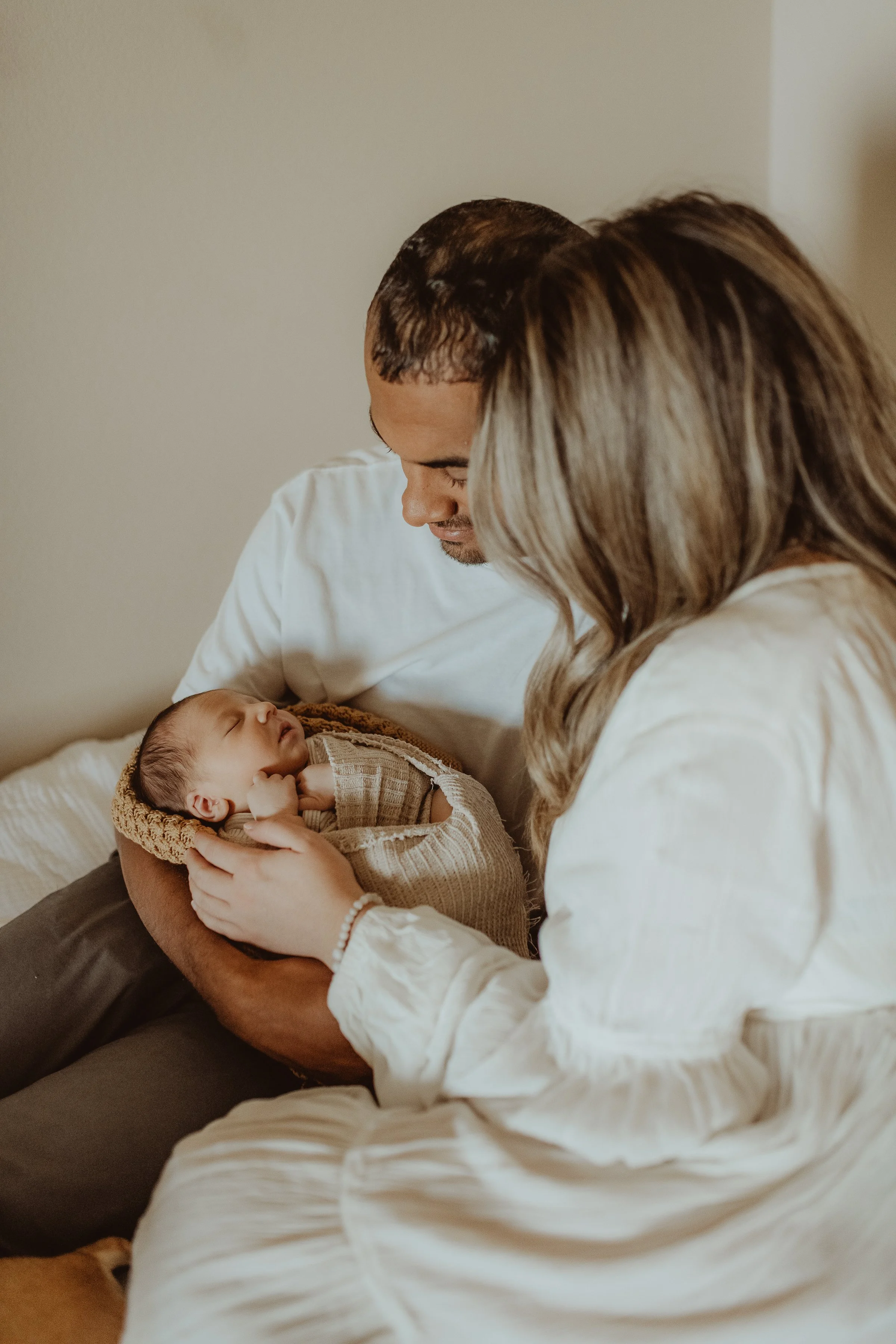 Mommy, Daddy and Baby Natural Light studio shoot