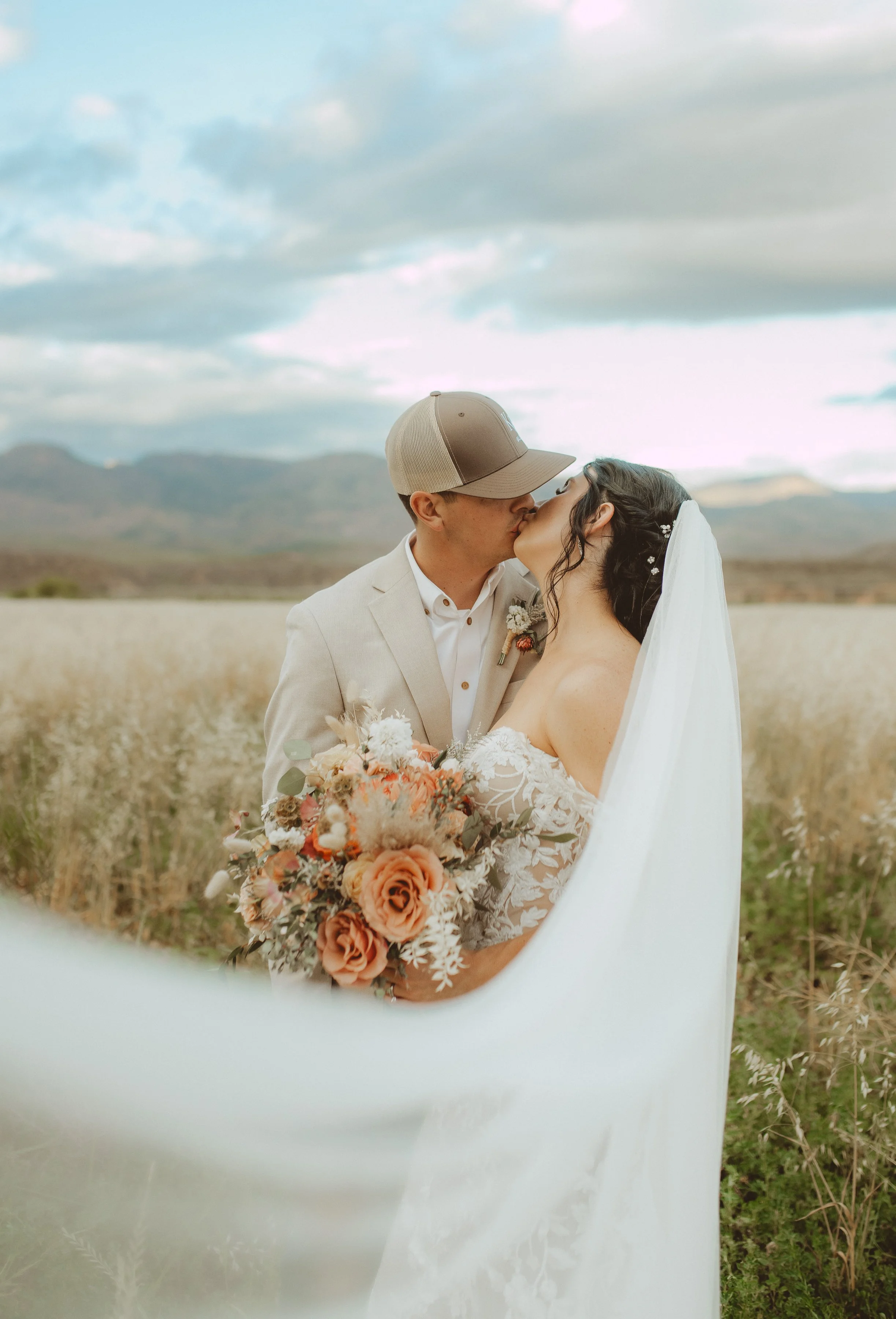 Bride and Groom kissing