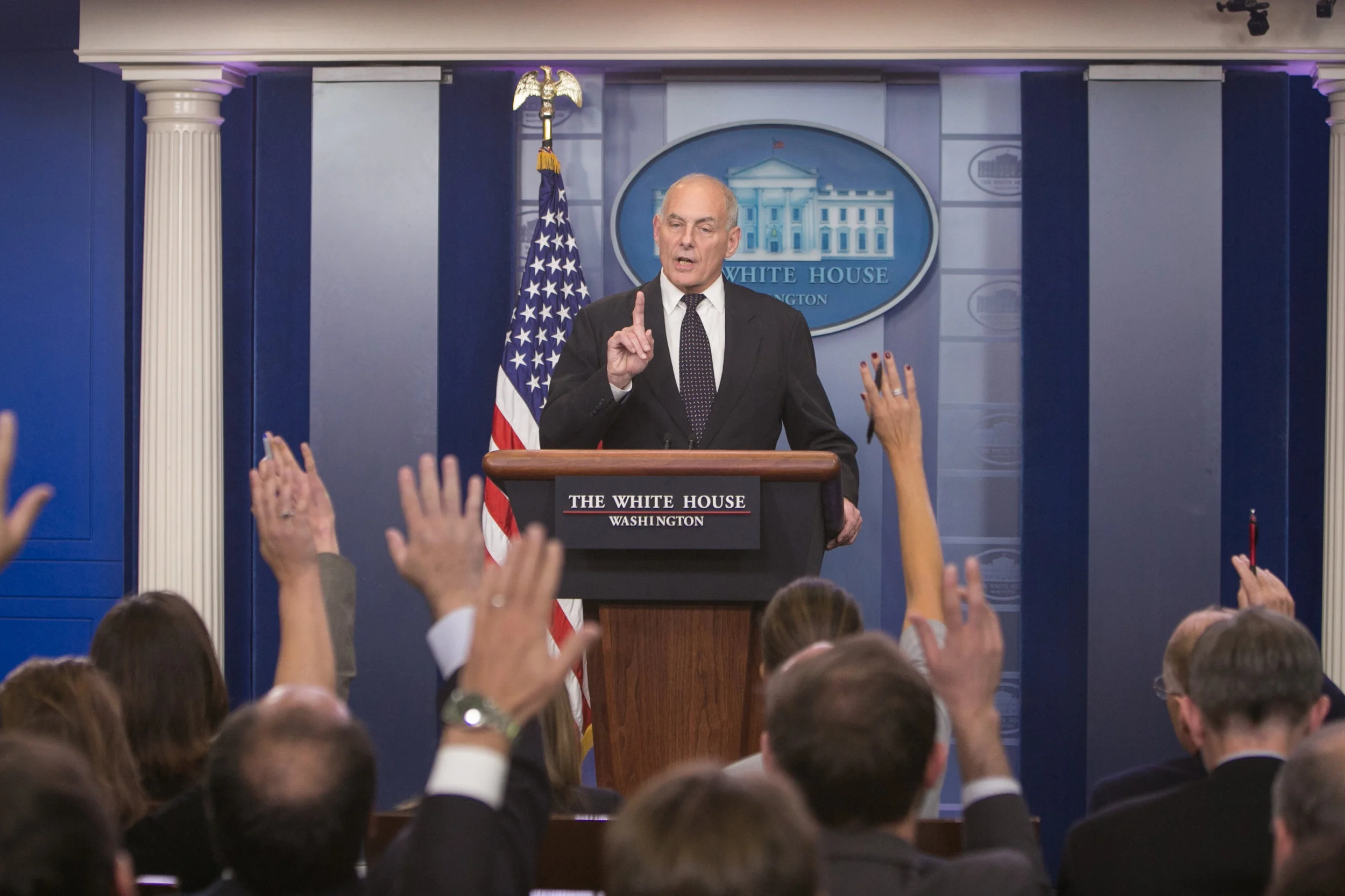  White House Chief of Staff John Kelly speaks to the press at the White House in Washington on Oct. 19, 2017. (Benjamin Chasteen/The Epoch Times) 