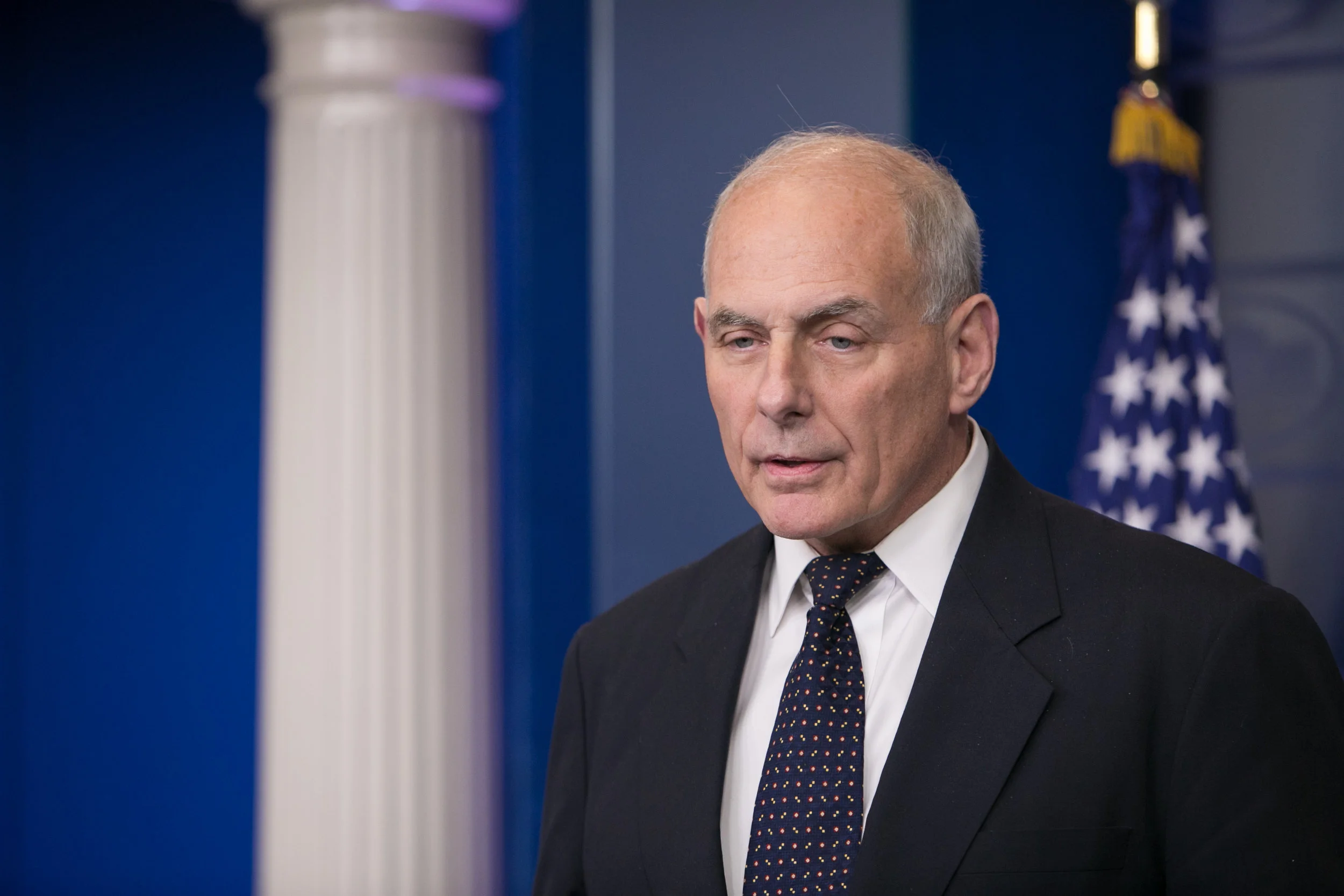  White House Chief of Staff John Kelly speaks to the press at the White House in Washington on Oct. 19, 2017. (Benjamin Chasteen/The Epoch Times) 