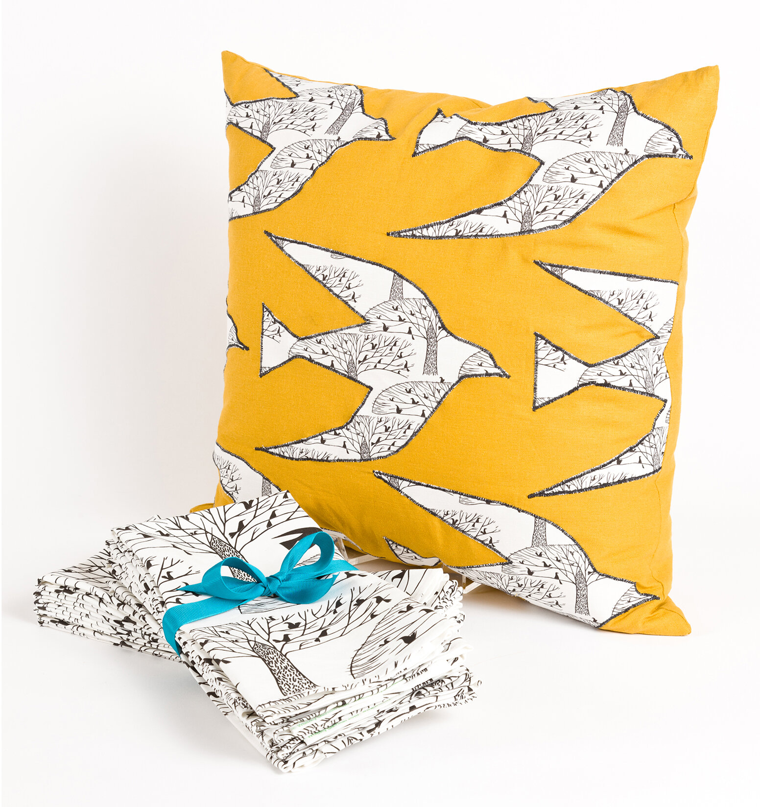 Stitched Bird Applique Yellow Pillow + Towels.Site.jpg