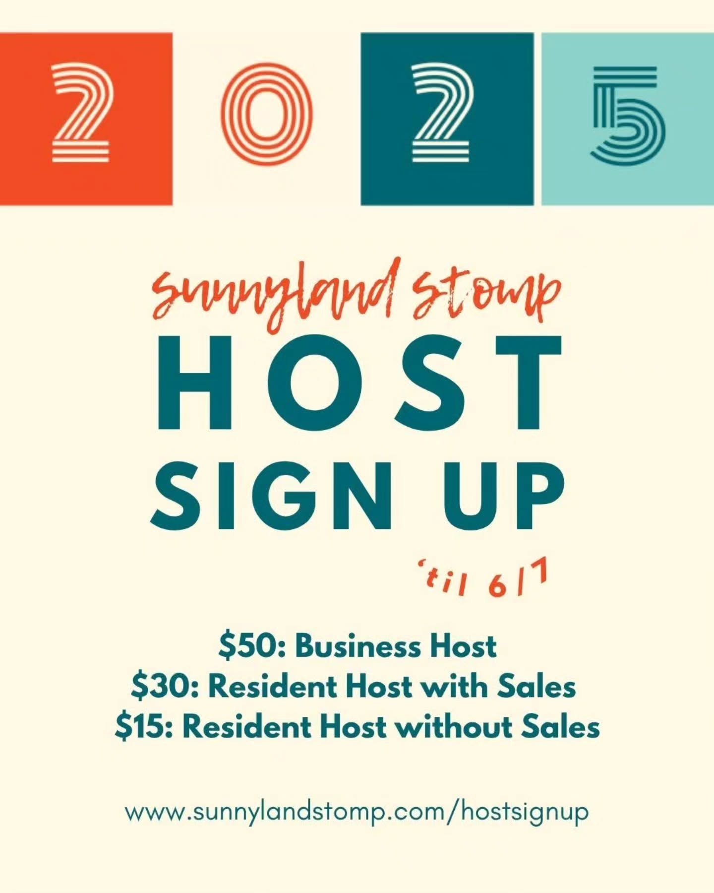 Have you considered hosting a Stomp Stop?! 🐓☀️ Sign up today! Don't miss out on the opportunity to participate in this fun neighborhood celebration on July 19th! 🎉

Anyone who lives or operates a business in Sunnyland can host a Stomp Stop. Feature