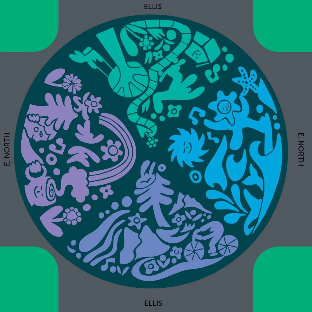 ✨Host Highlight✨ 📍#27 Help Paint a Street Mural: Help paint a colorful street mural at the intersection of Ellis Street and E. North Street, designed by a local @paperwhalearts artist @elizacarver. Paint and supplies provided, just show up with a fr