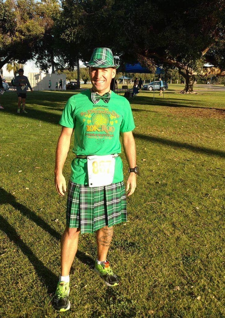 Some friends talked me into doing a fun run 10K, but I had to dress up. Believe me running in a Kilt is not easy.