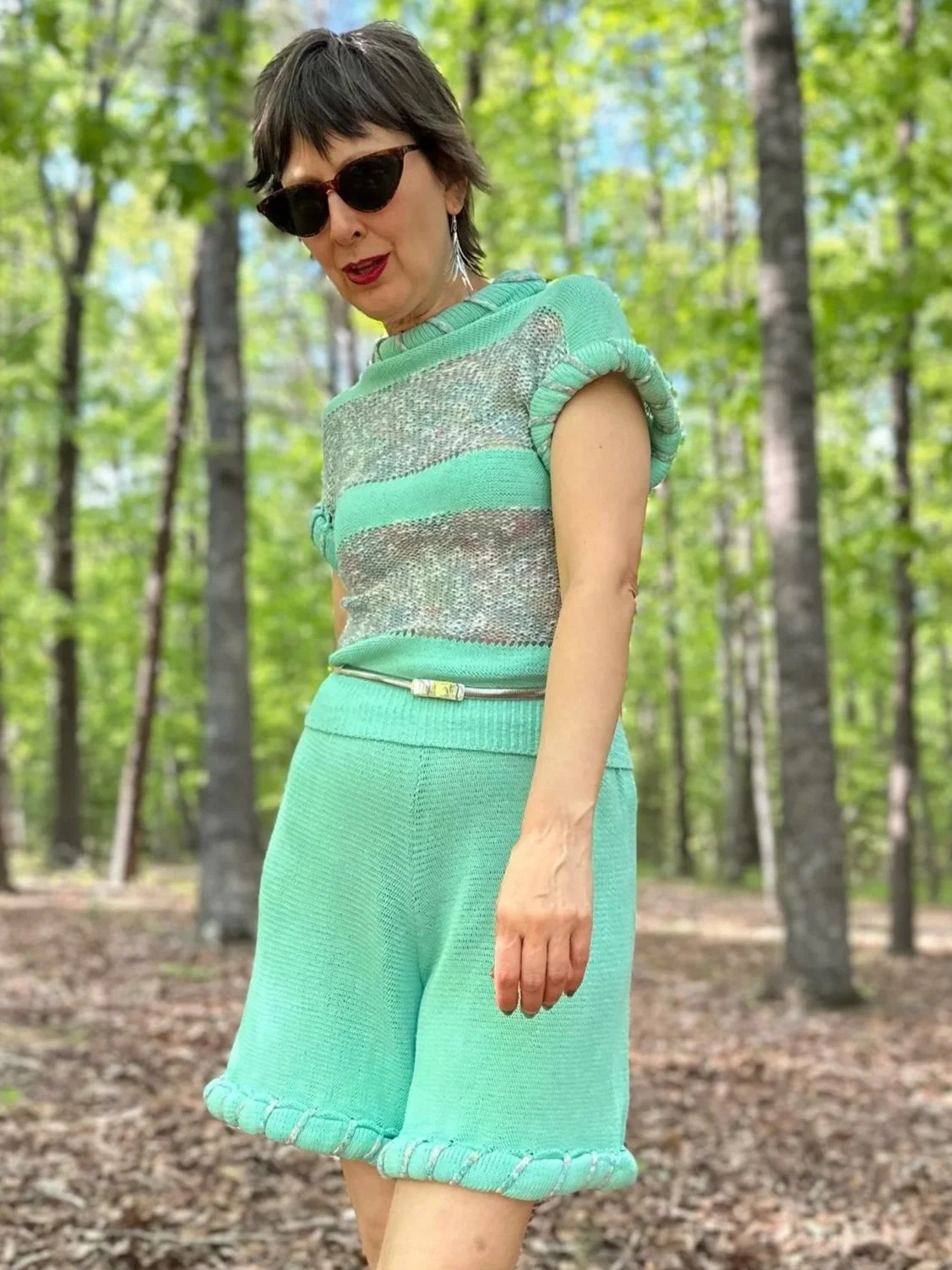 1980s Friponne Paris Knit Shorts Set