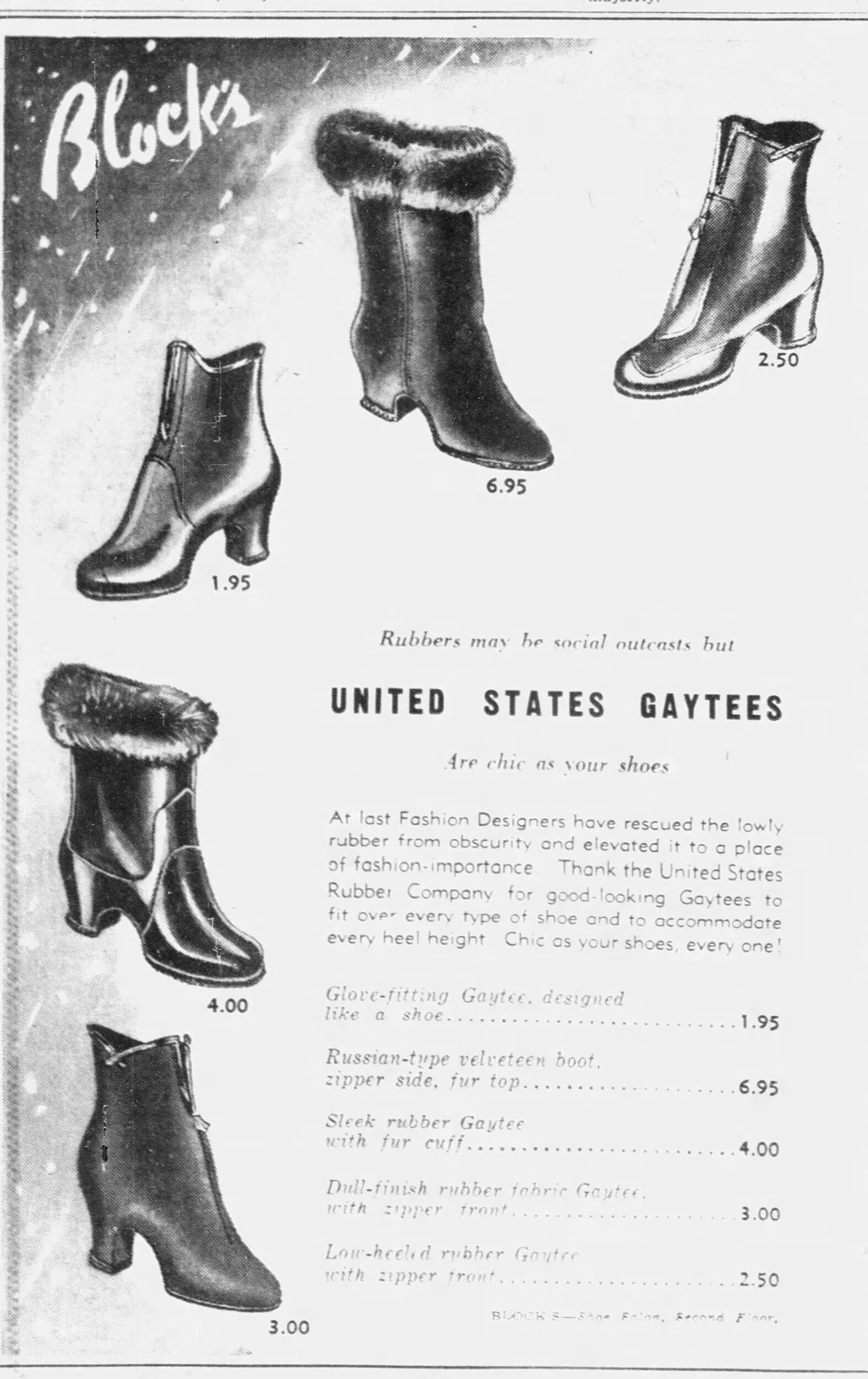 Late 1930s to early 40s Gaytees Overshoes — Noble Vintage Clothier