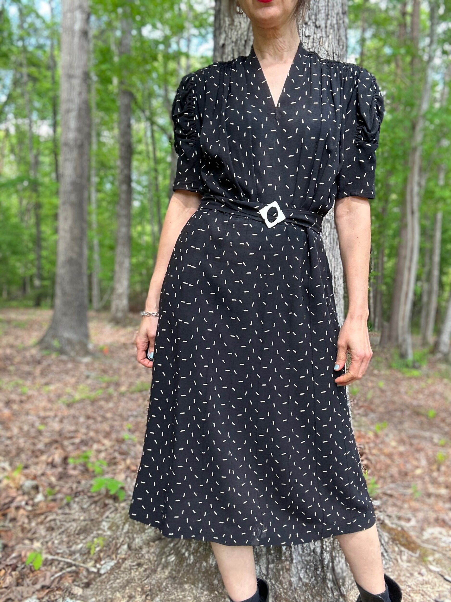 Late 1930s Printed Rayon Dress