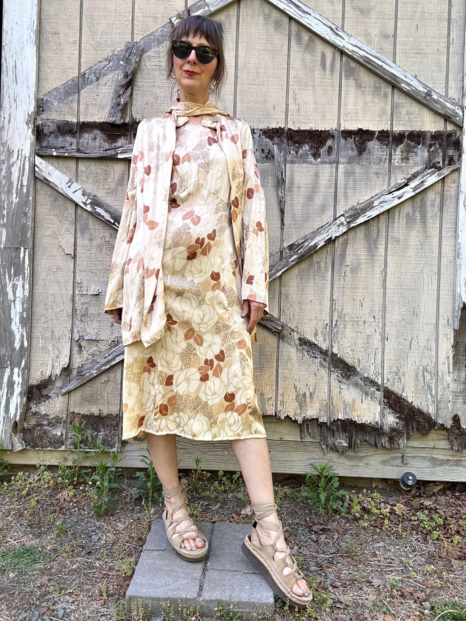 cream sweater dress women 1930s silk slip dress . vintage bias cut gown . size xs to small –  bluefennel main image 1