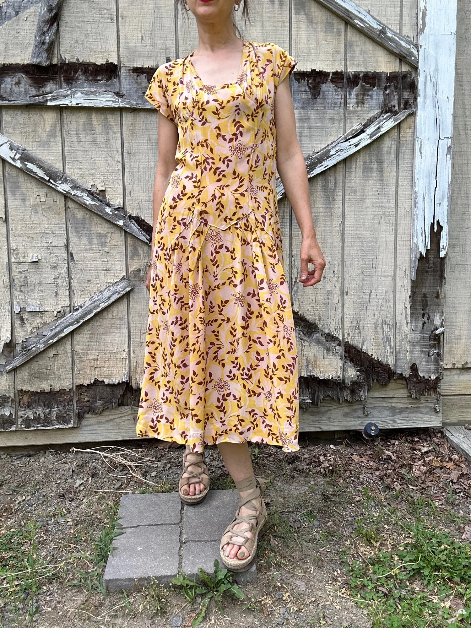 1930s Floral Print Cold Rayon Dress — Noble Vintage Clothier
