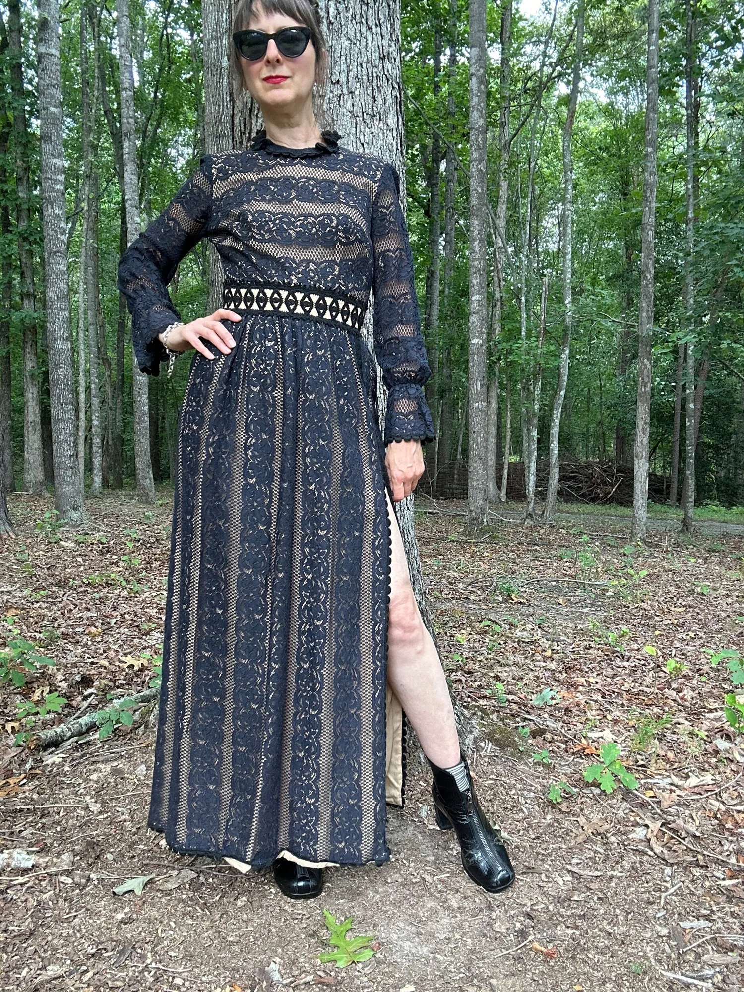 1960s Futura Couture Nude Illusion Lace Dress  Noble Vintage Clothier